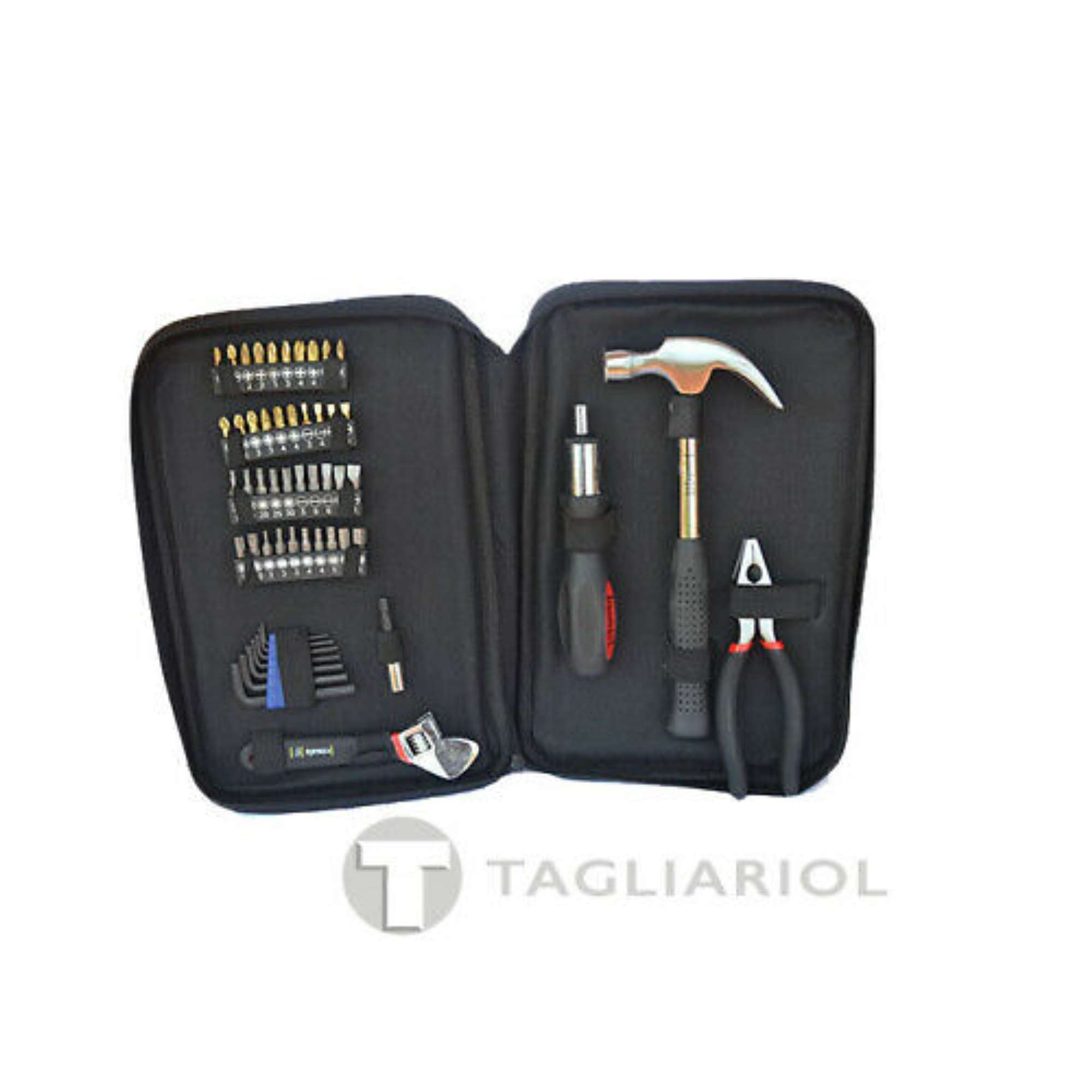 Casals set@52p kit 52 pz: pinza, martello, chiave a rullino 20mm, cacciavite, inserti, brugole