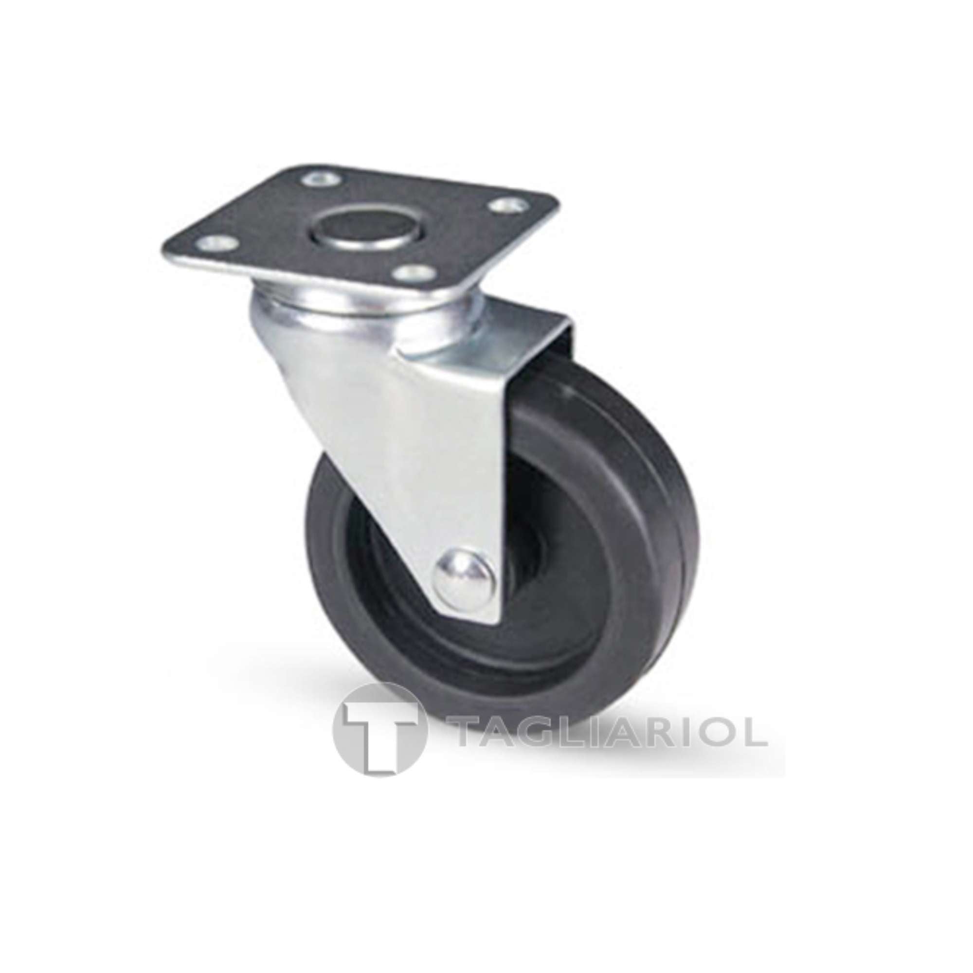 Ruota in gomma nera rotante per mobili 40x18mm piastra girevole Avo 220