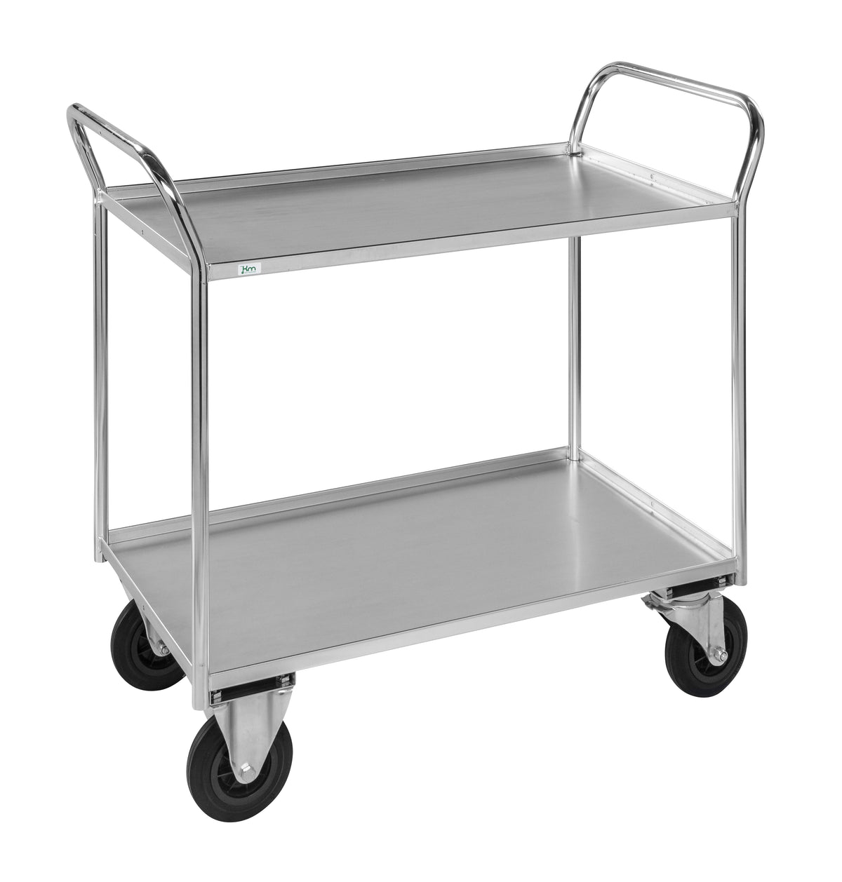 Carrello robusto lamiera 2 ripiani Elettro galvaniz. freno - KM4175-EB Kongamek