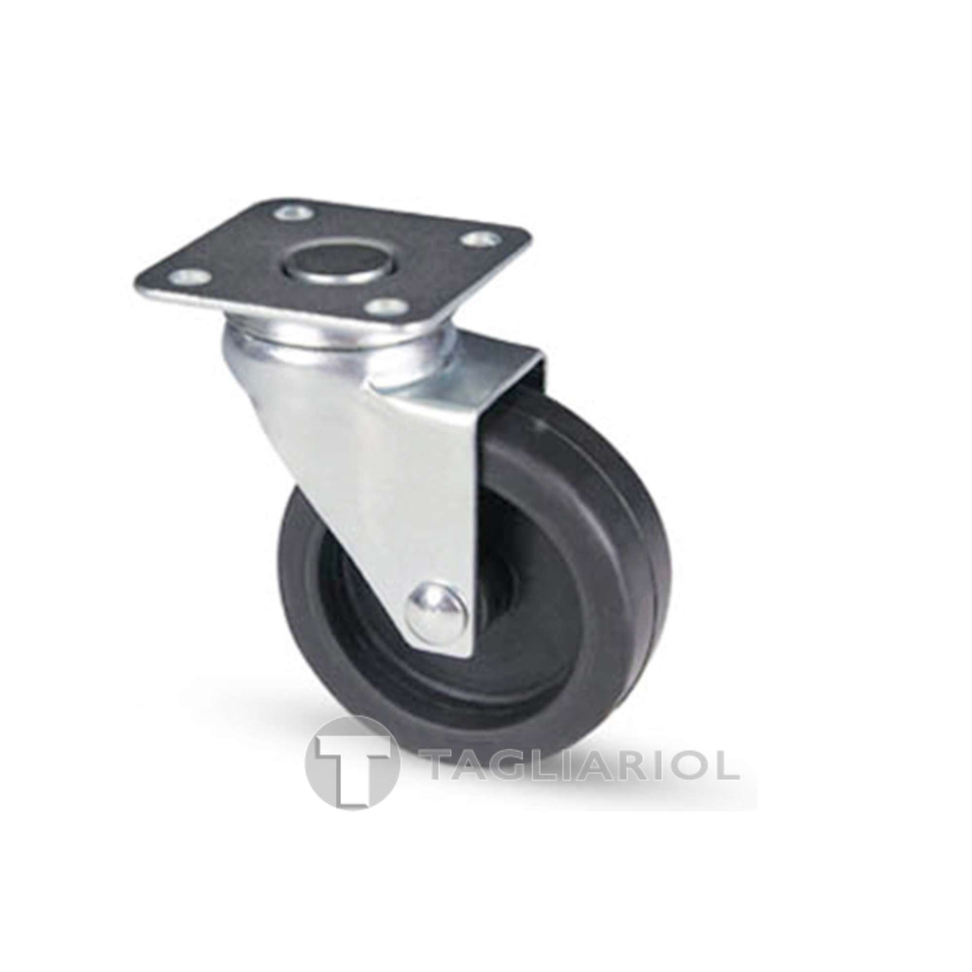 Ruota in gomma nera rotante per mobili 60x23mm piastra girevole Avo 220