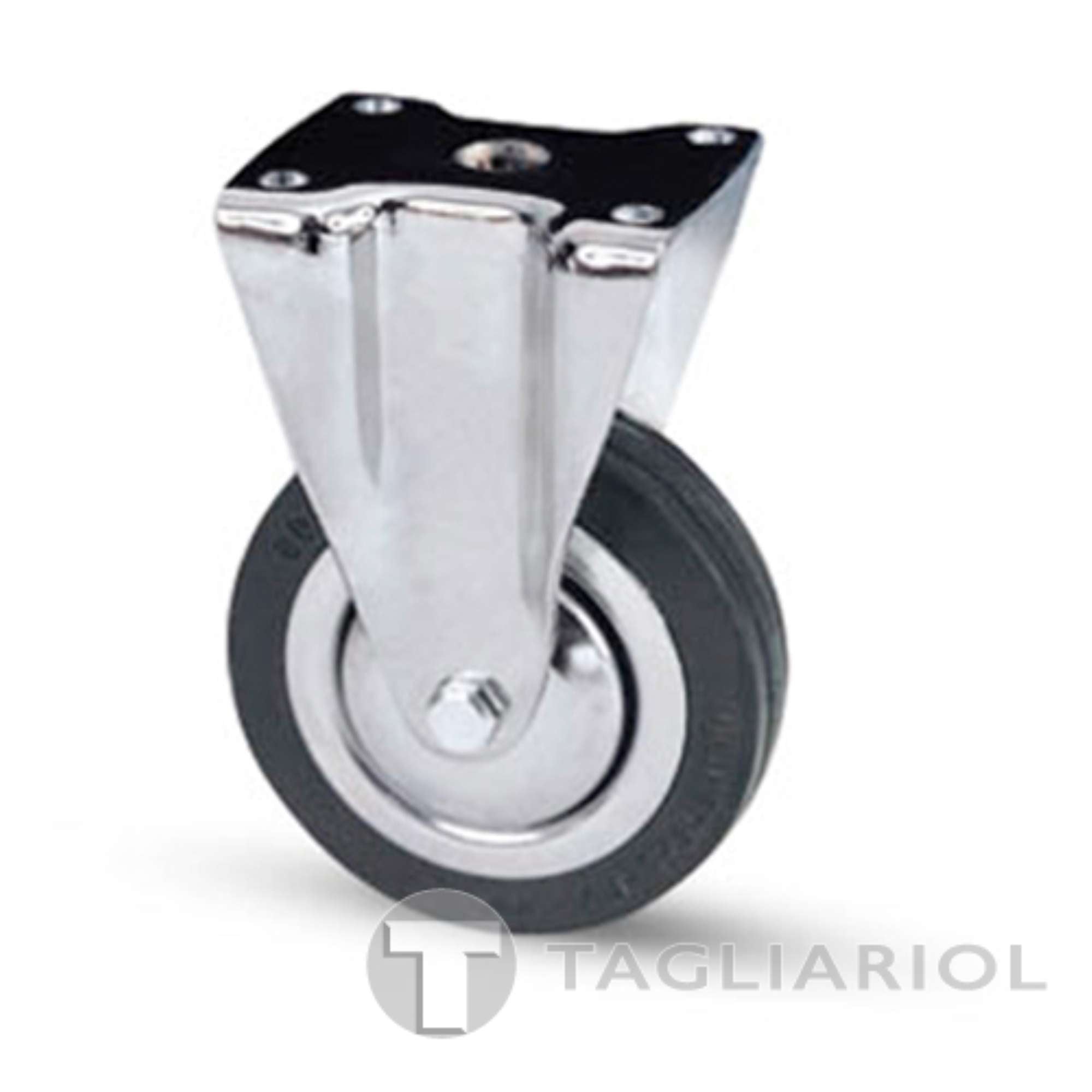 Ruota in gomma nera rotante per mobili 100x24mm piastra fissa Avo 155H