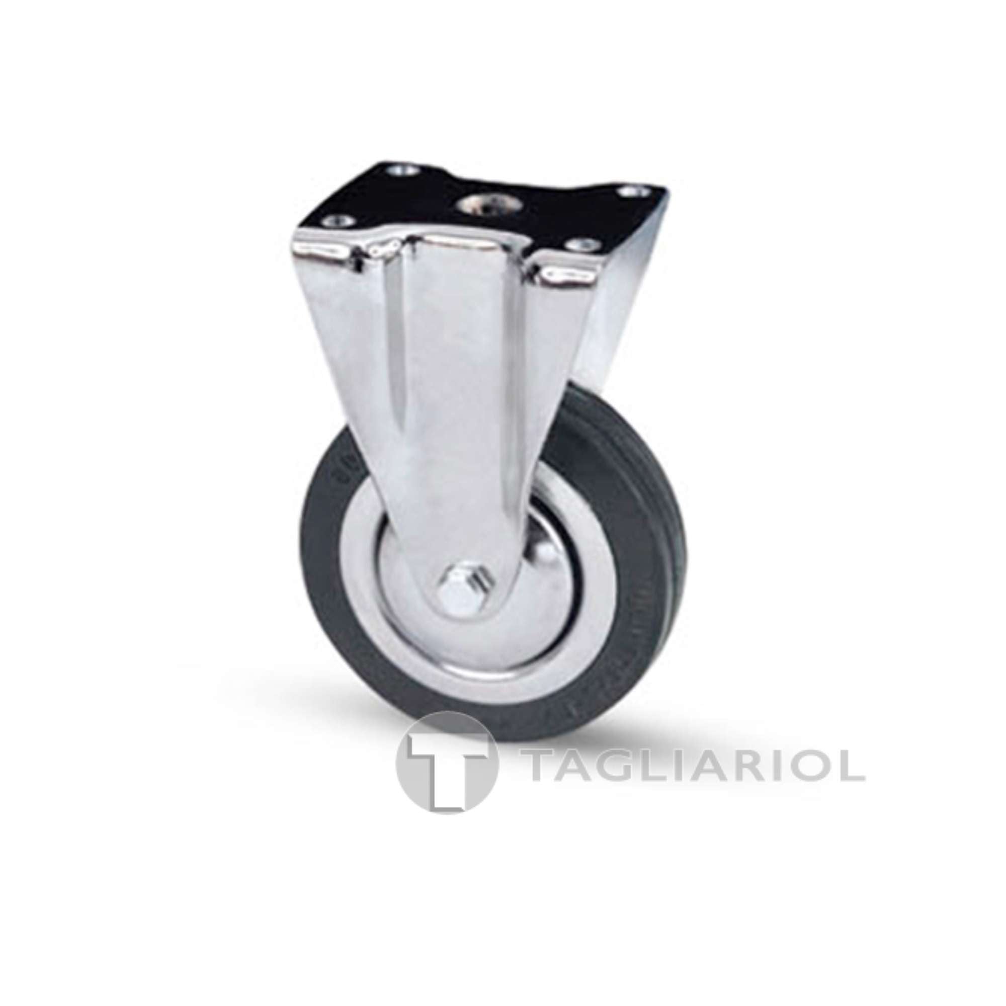 Ruota in gomma nera rotante per mobili 60x24mm piastra fissa Avo 155H