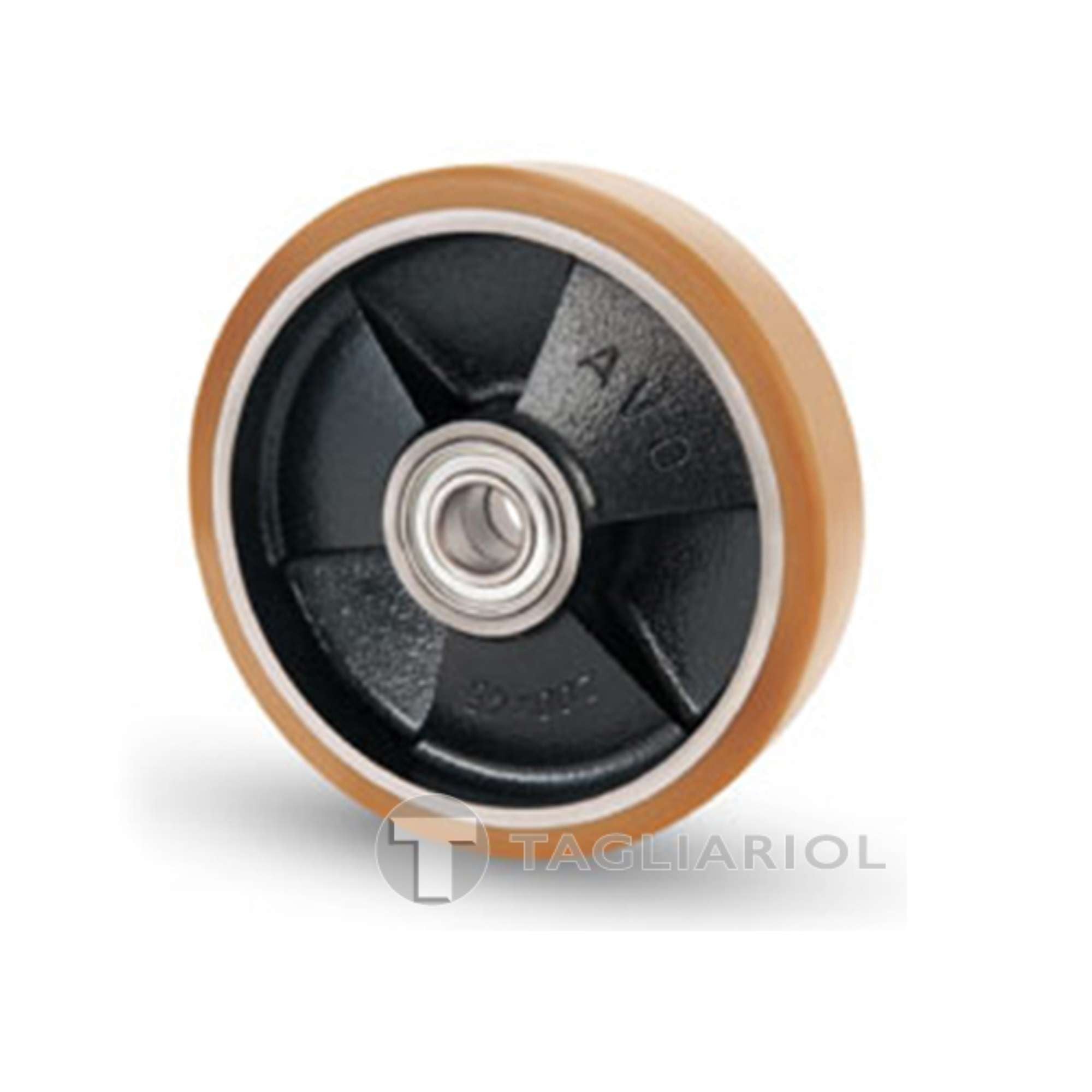 Ruota con rivestimento in poliuretano 125x25 nucleo in ghisa meccanica Avo 15