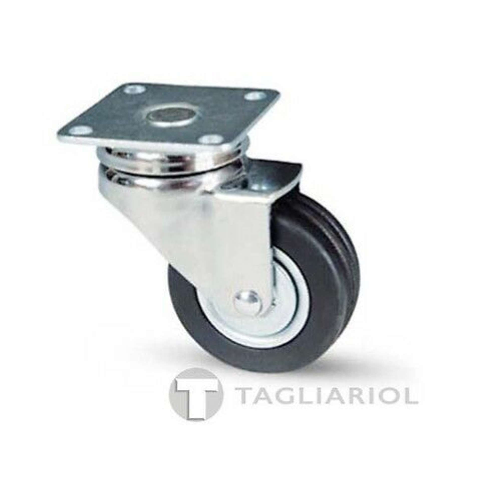 Ruota rotante per mobili nera 50x18mm con piastra Avo 150