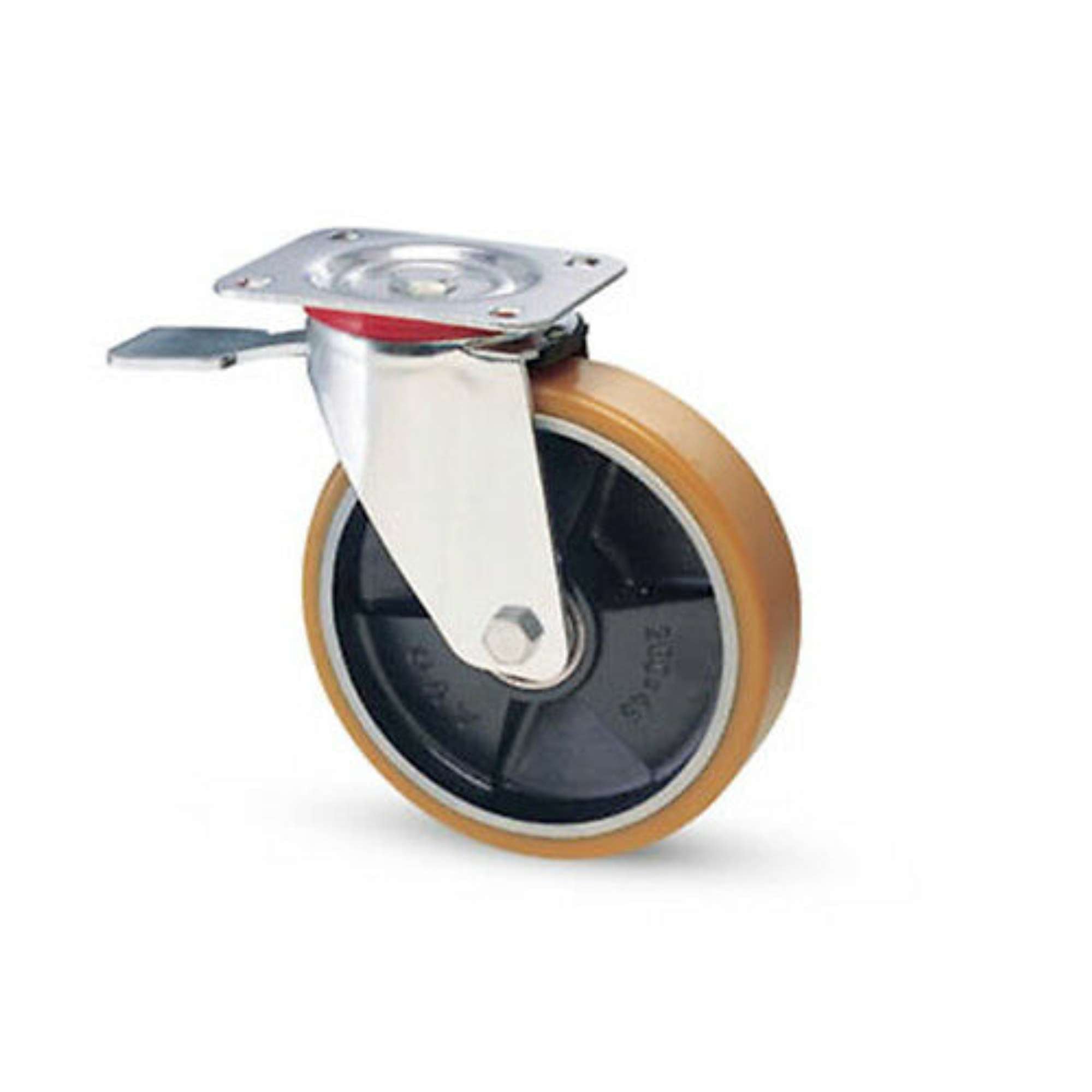 Ruota rivestimento poliuretano 100x25 nucleo ghisa piastra girevole freno Avo 23