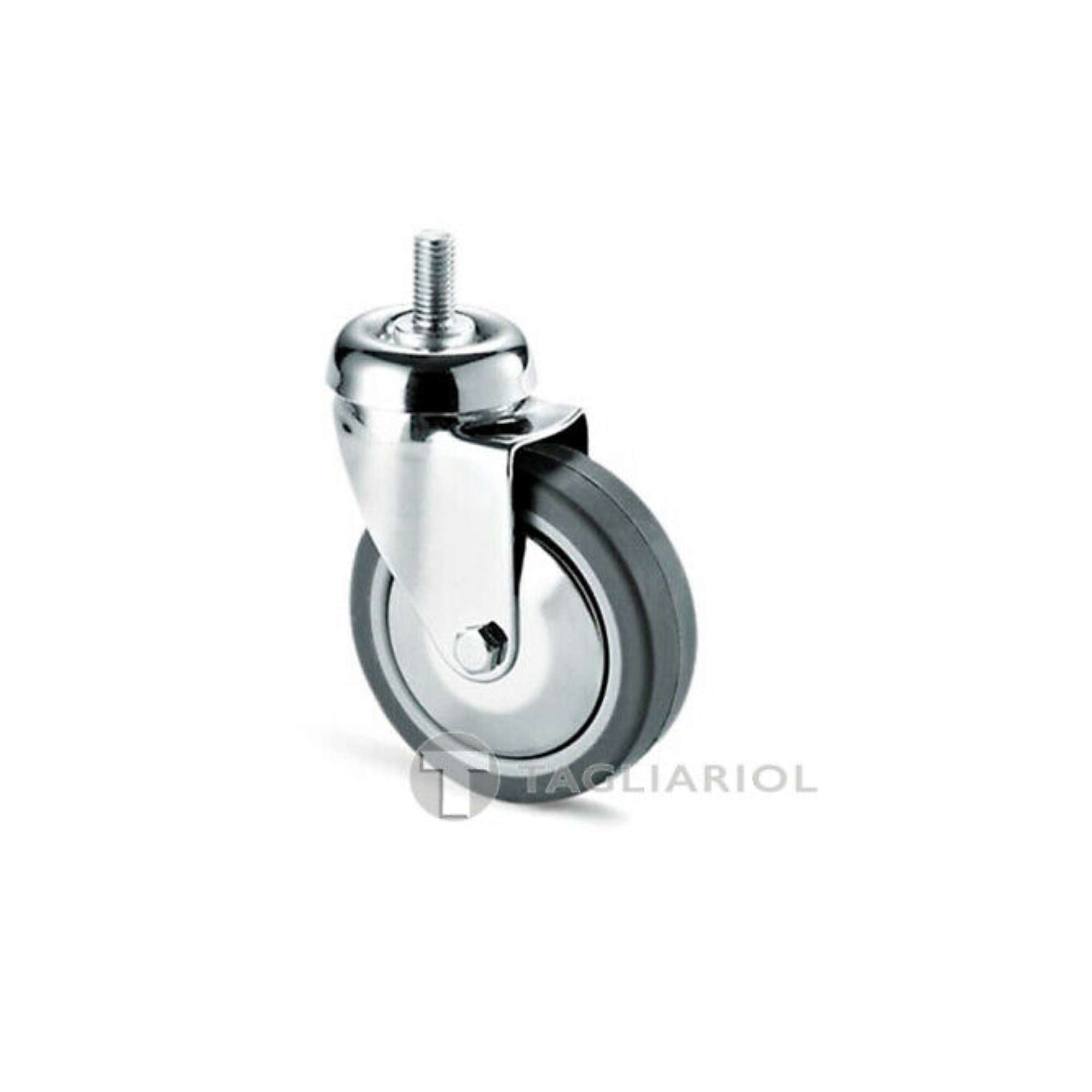Ruota in gomma grigia rotante 80x23mm perno filettato m10x20 Avo 220CB treki