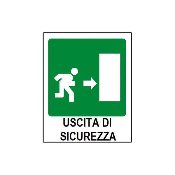 Segnaletica in alluminio USCITA DI SICUREZZA DESTRA 250X310mm