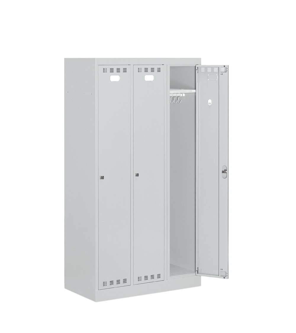 Armadio spogliatoio 3 scomparti 900 X 500 X 1750/1950 H - con vano porta casco - FAMI FAN1303C00108 - Grigio