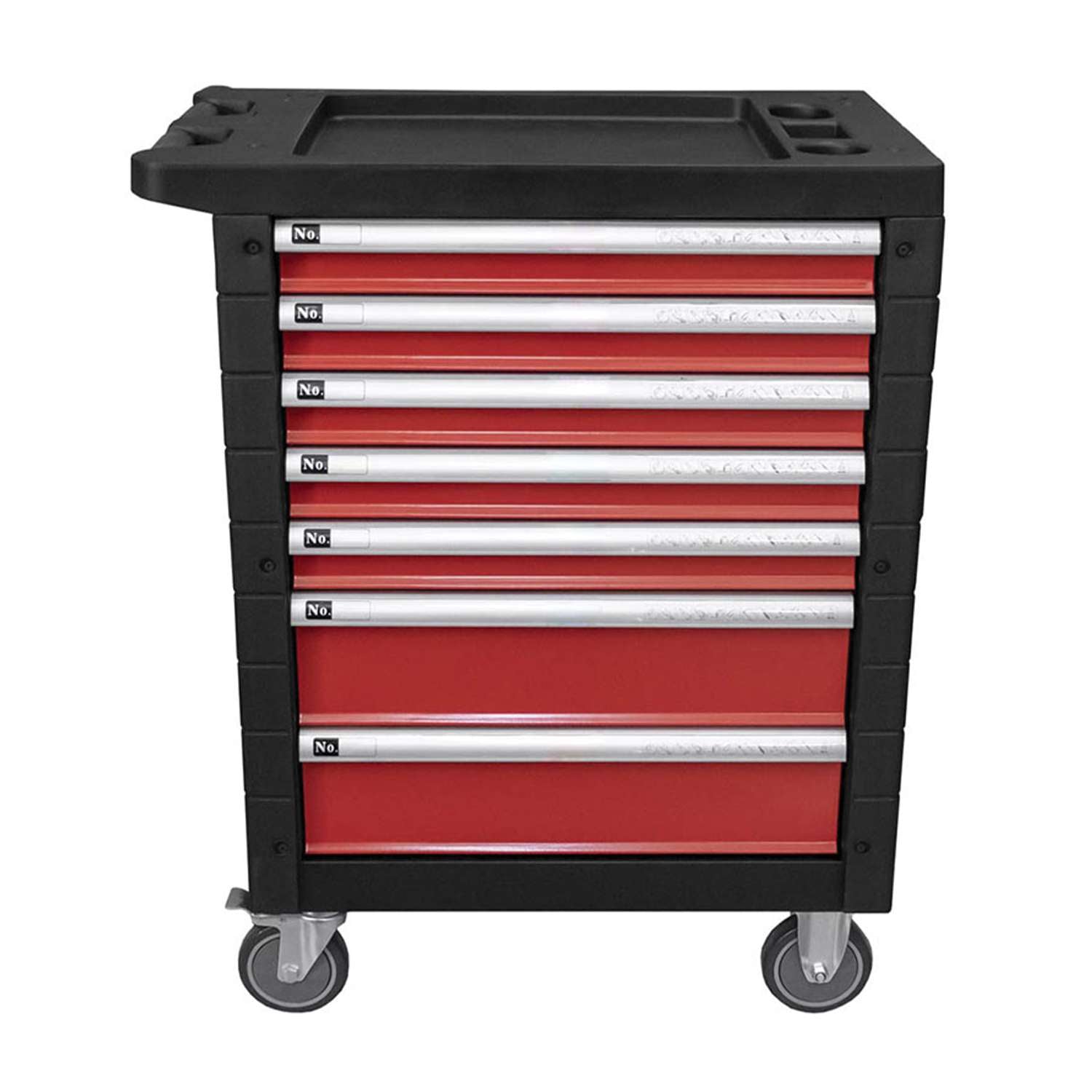 Carrello porta utensili rosso con 7 cassetti completo di 172 untensili - Fermec FM53686