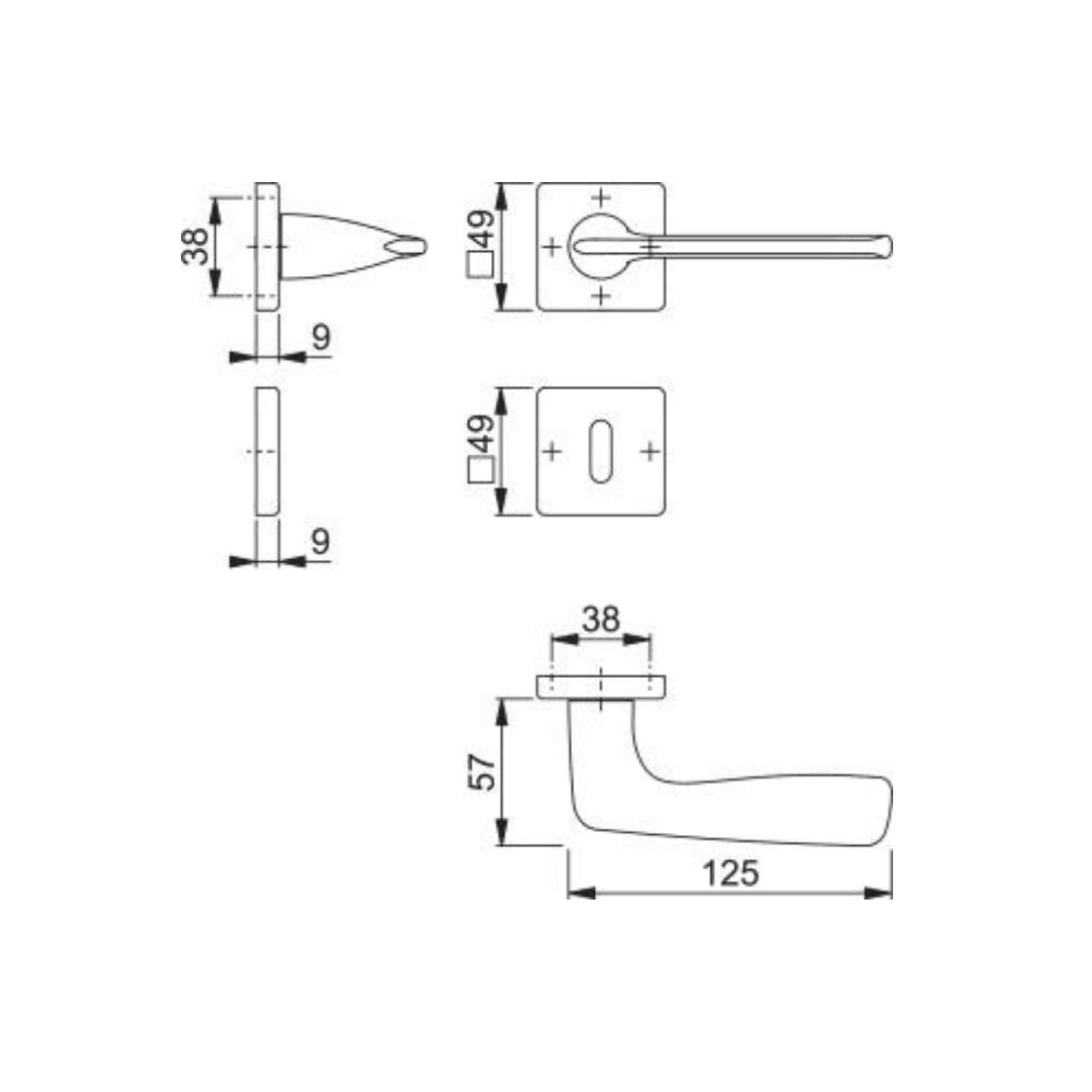 Maniglia con rosetta e bocchetta Patent Dallas F49-R cromo lucido Hoppe 3392513