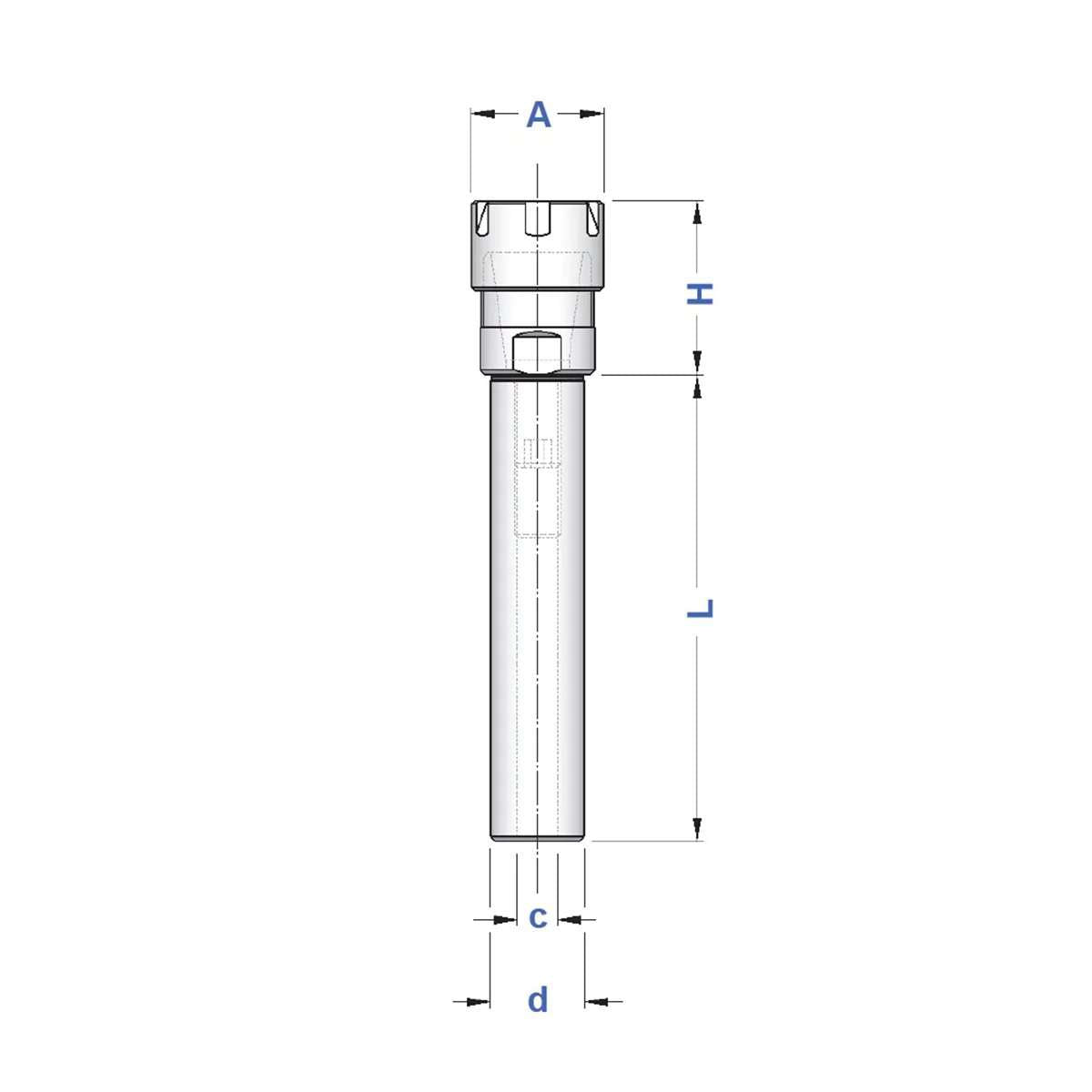 Portapinza ER con attacco cilindrico - ghiera standard d 22 - ER 20 / L 80 con piano - Gait