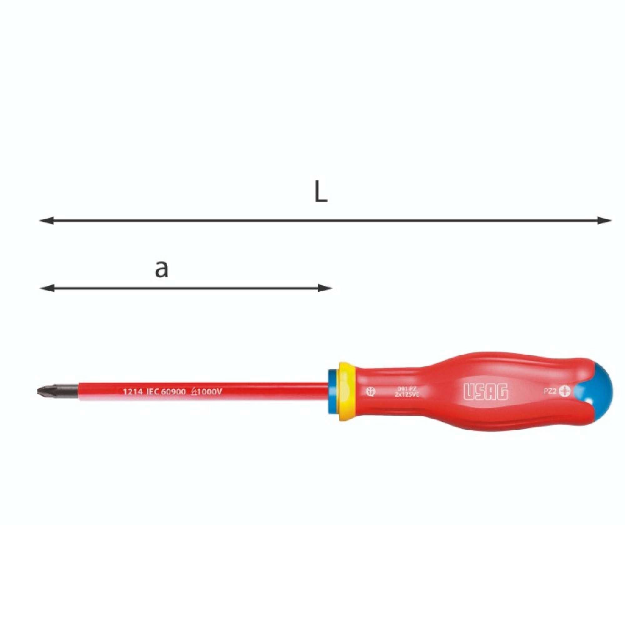 Giravite per viti con impronta a croce Pozidriv - Supadriv 1000V - Usag 091 PZ