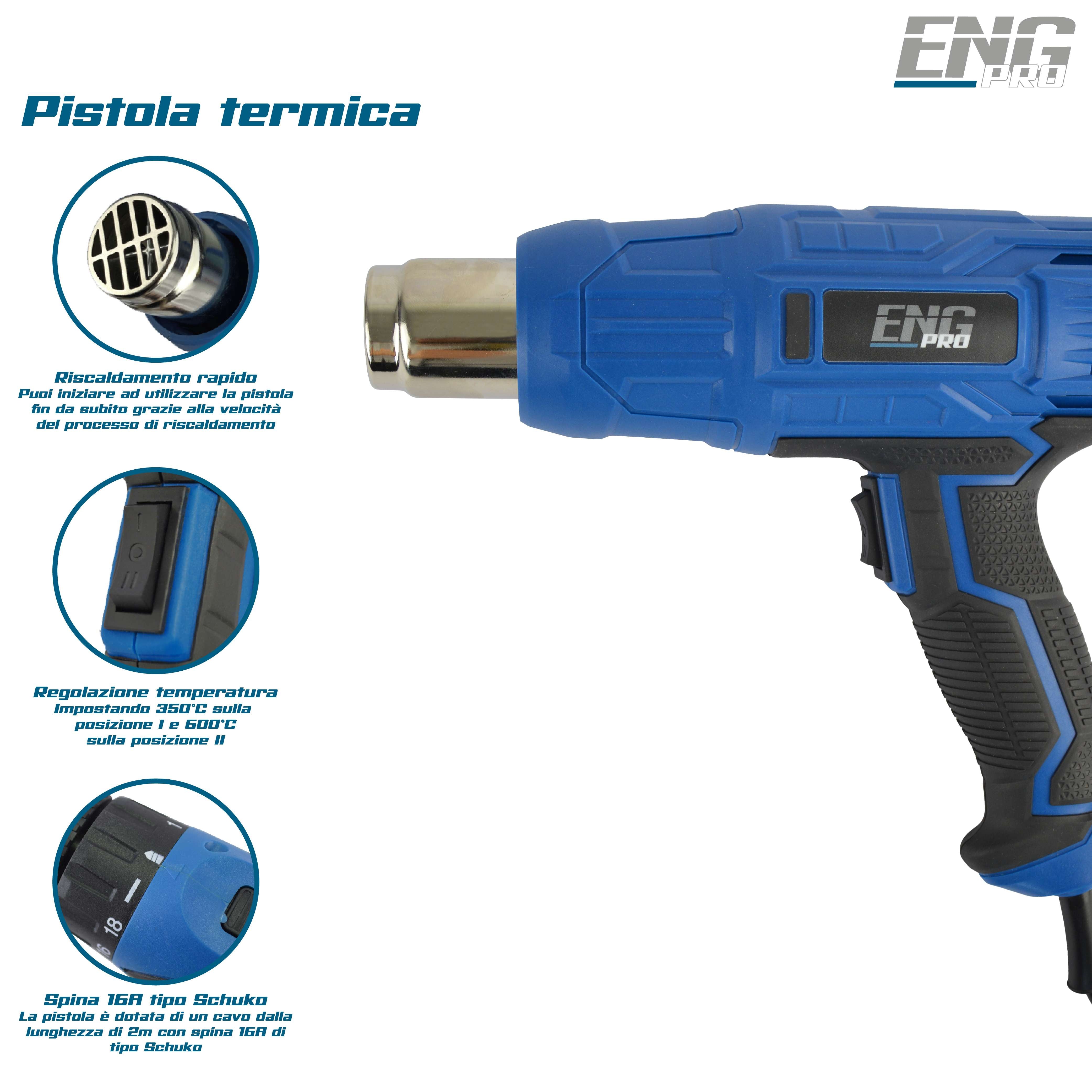 Pistola termica ad aria calda termosoffiatore 230V 600C - ENG PRO UM 90 PA15