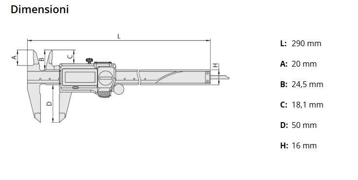 Calibro ABS impermeabile IP67 0-200 mm 500-717-20 - Mitutoyo