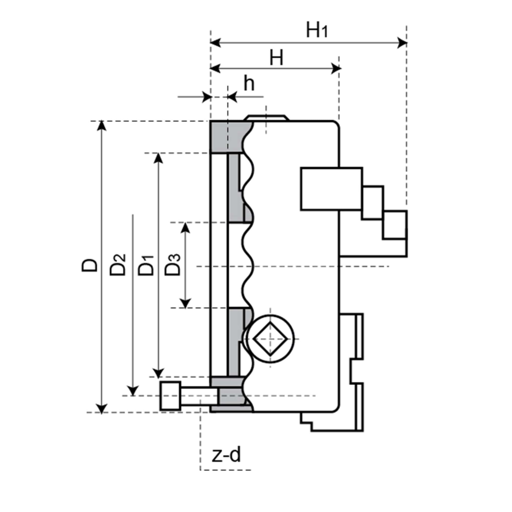 Mandrino autocentrante di precisione tornio 3+3 griffe 125mm echoENG MA AC M312
