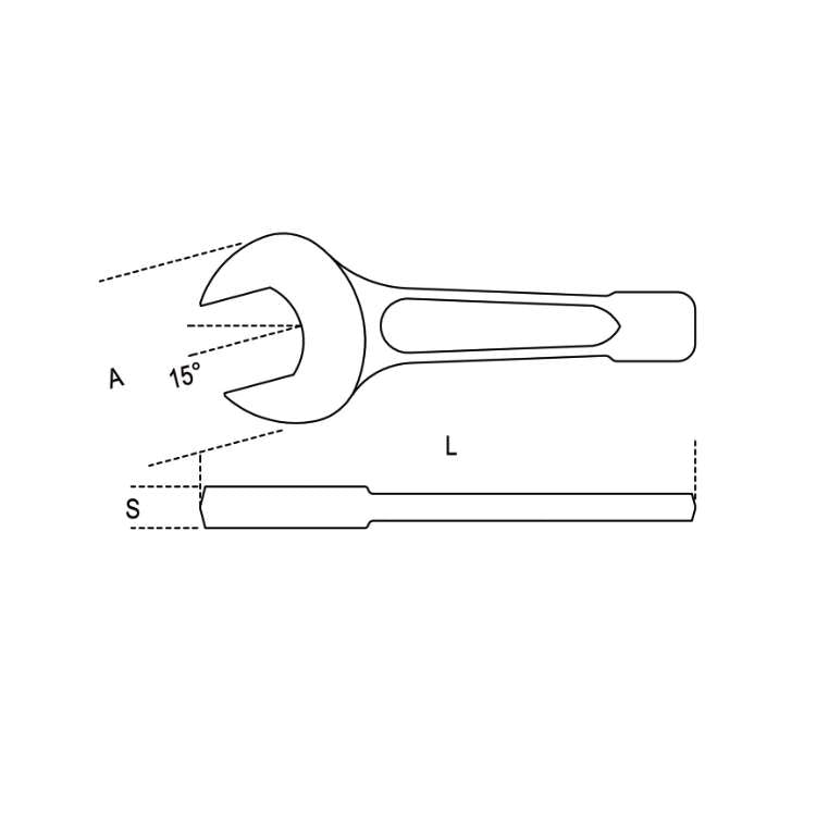 Chiavi a forchetta semplici a percussione zincate misure da 65 a 100mm - Beta 58