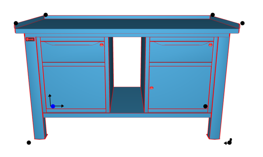 Banco da lavoro per officina piano in acciaio 1507 x 705 x 855 H - 2 armadi 1 cassetto 1 porta - FAMI - Blu