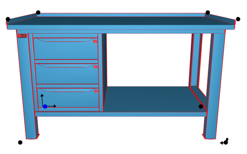 Banco da lavoro per officina piano in acciaio 1507 x 705 x 855 H - armadio 3 cassetti - FAMI - Blu