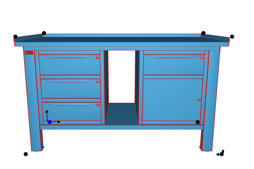 Banco da lavoro per officina piano in acciaio 1507 x 705 x 855 H - armadio 3 cassetti + armadio 1 cassetto 1 porta - FAMI - Blu
